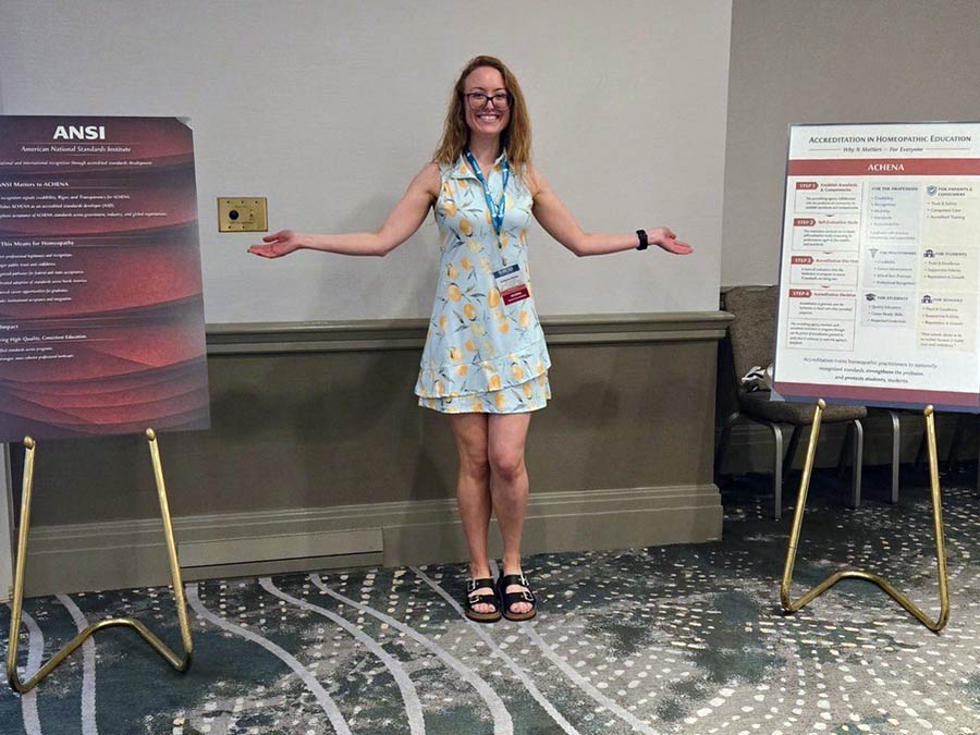 Kath Huston with ACHENA poster display